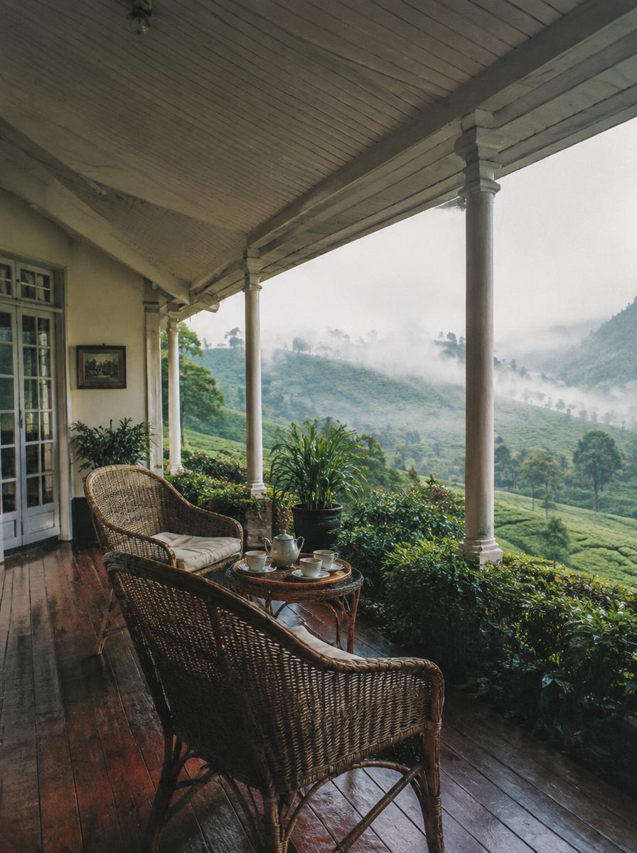 Bungalows among tea plantations